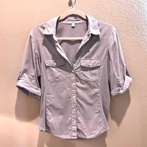 James Perse Soft Perwinkle Fitted Blouse